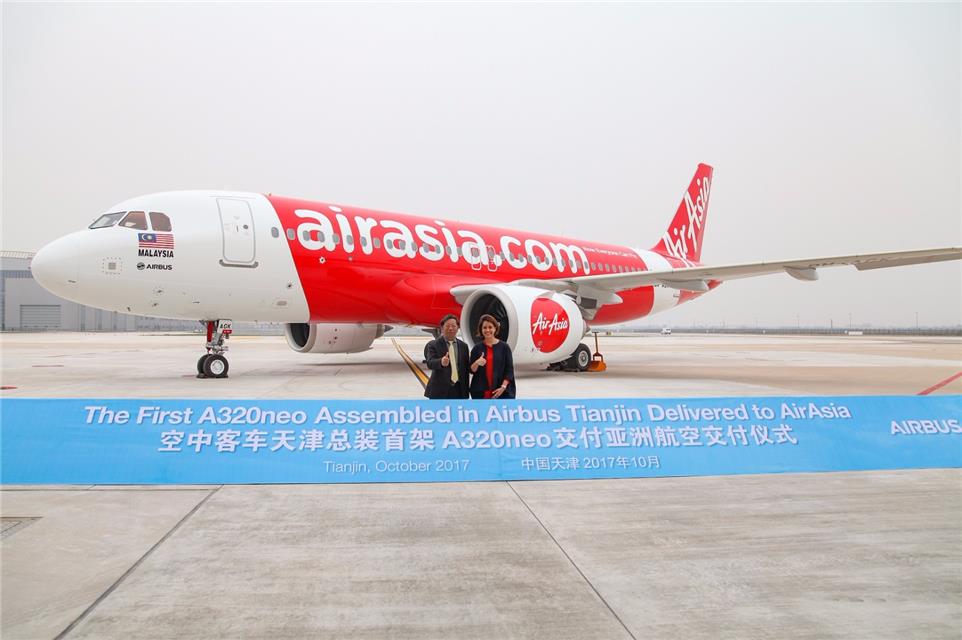 空客首架在天津总装a320neo交付亚洲航空
