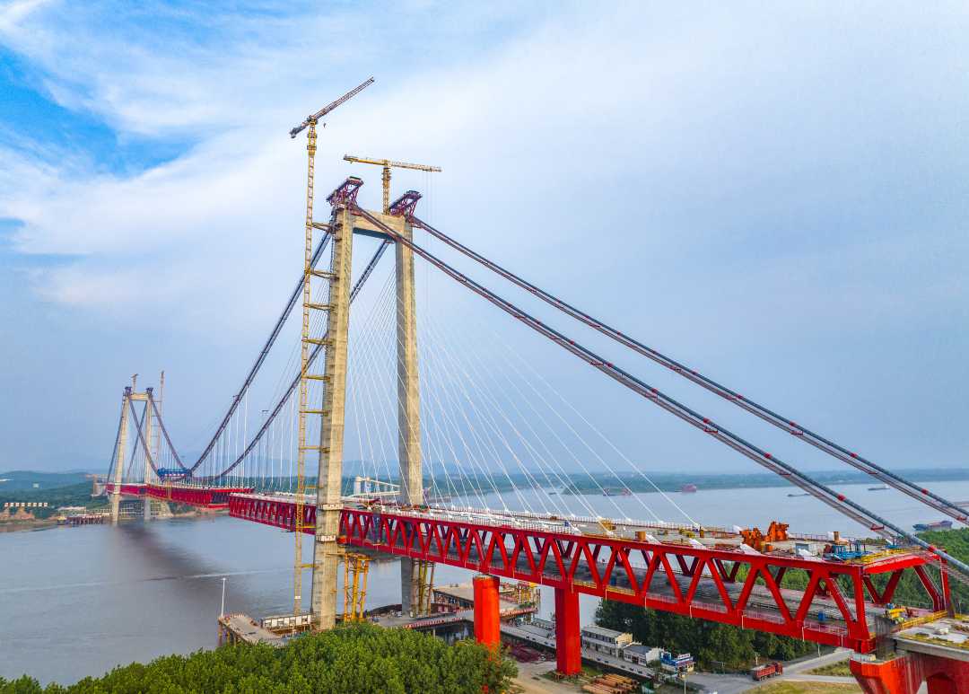 安徽:g3铜陵长江公铁大桥建设忙